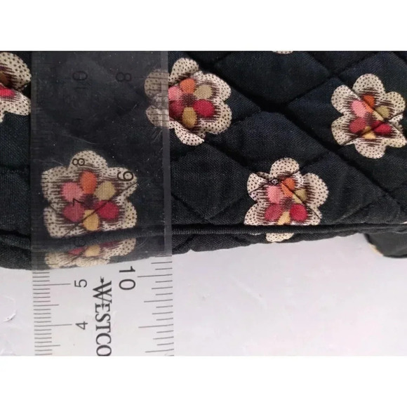 Vera Bradley Purse Black Floral 9.5 X 10" Adjustable Strap Tortoise Shell Buckle - Picture 5 of 6